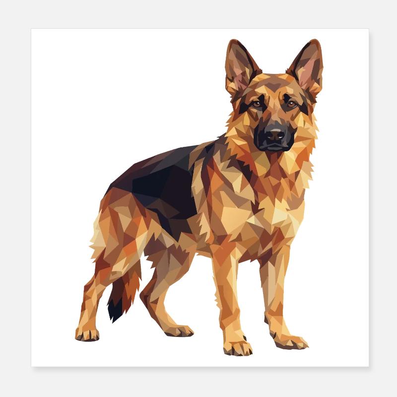 Geometric German Shepherd Low Poly Dog Art Poster 8" x 8" (20x20 cm)