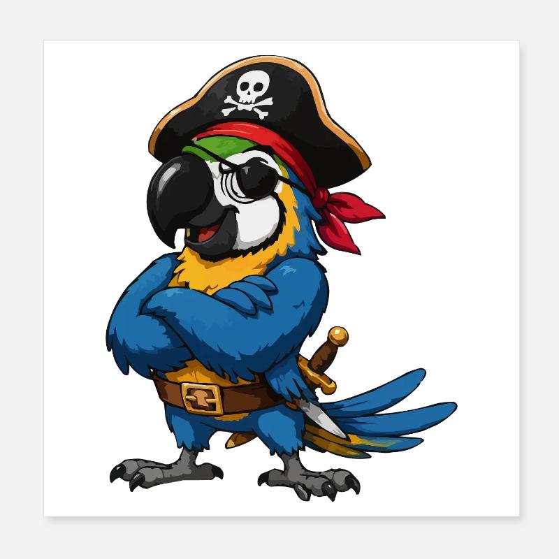 Piratenvogel mit Augenklappe Poster 20x20 cm