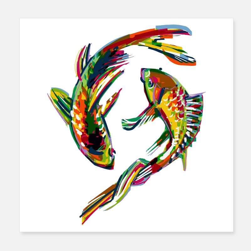 Bunte Karpfen Poster 20x20 cm