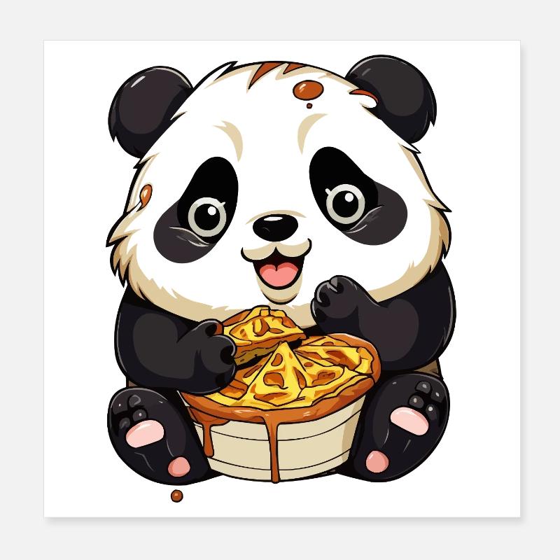 Panda câlin avec gaufre Poster 20 x 20 cm