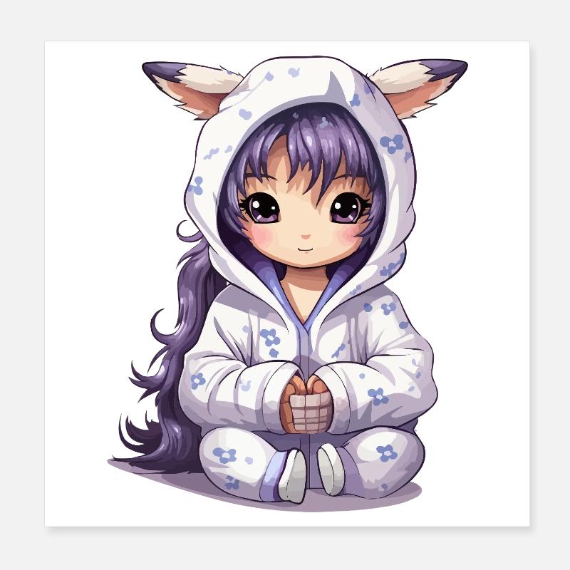Style sweat à capuche Chibi Bunny Poster 20 x 20 cm