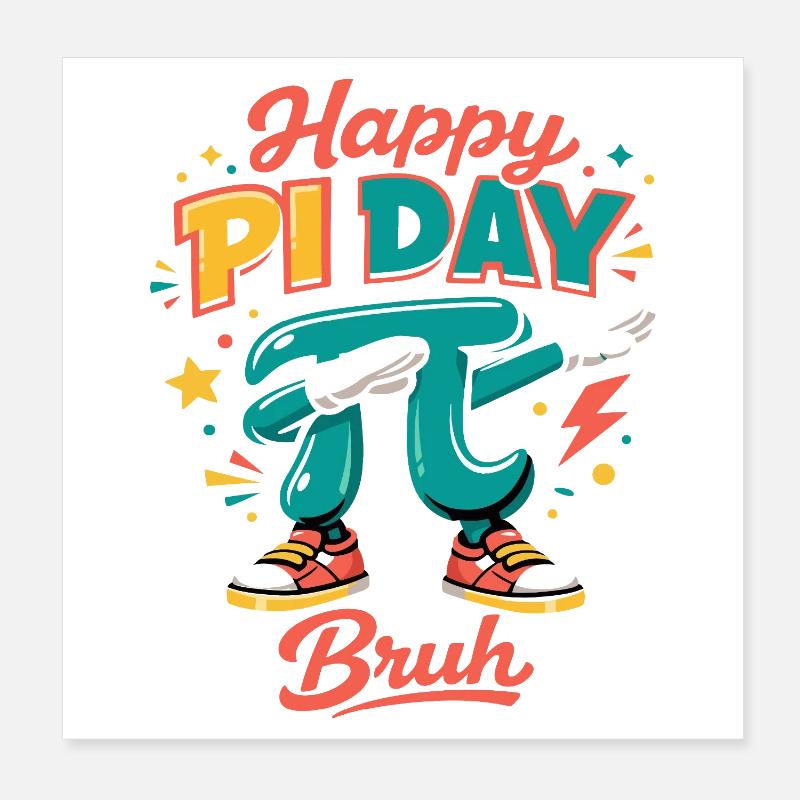 Bonne journée Pi, mec, dabbing, mathématiques Pi, dit rétro Poster 20 x 20 cm