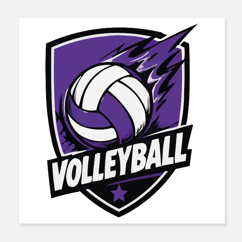 Logo de volley-ball Purple Shield Poster 20 x 20 cm