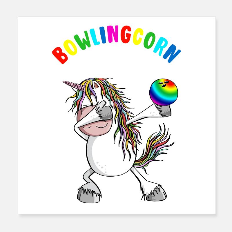 Bowlingcorn - Dabbing Einhorn Beim Bowling - Dab Poster 20x20 cm
