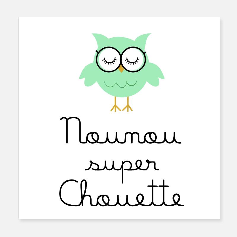Nounou super chouette Poster 20 x 20 cm