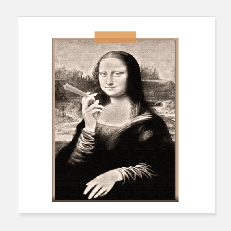 Mona Lisa Modernized Cigarette T-shirt Poster 8" x 8" (20x20 cm)