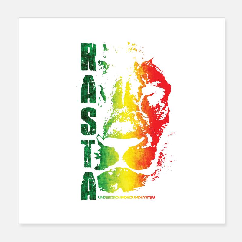 Rasta Lion Rainbow Style Poster 8" x 8" (20x20 cm)