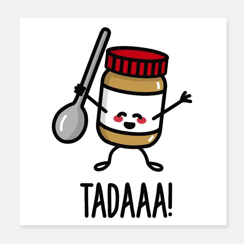 Tadaaa! Happy peanut butter with spoon Poster 20 x 20 cm