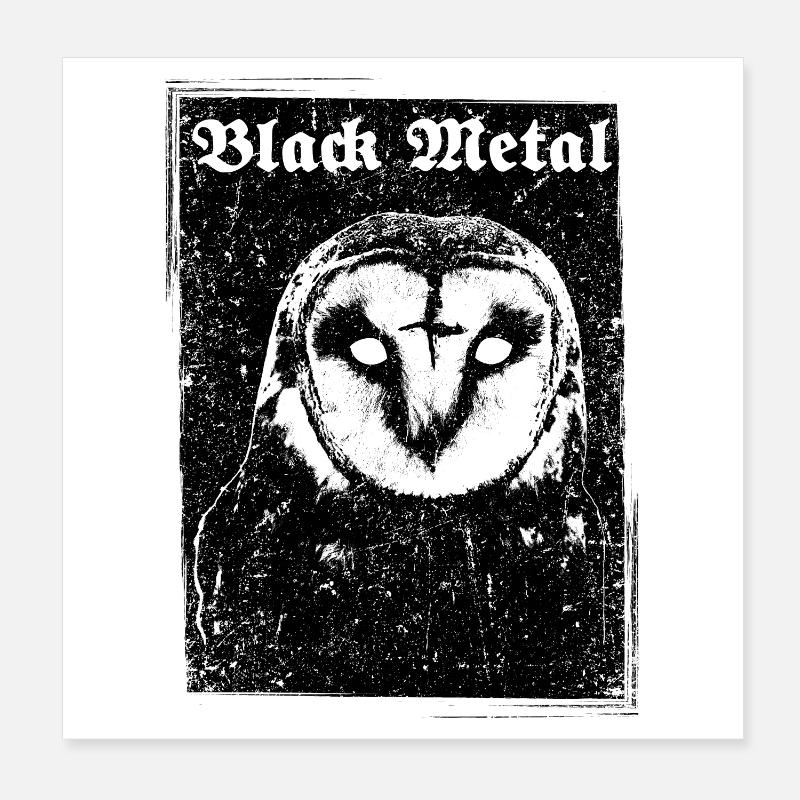 Black Metal Owl Poster 8" x 8" (20x20 cm)