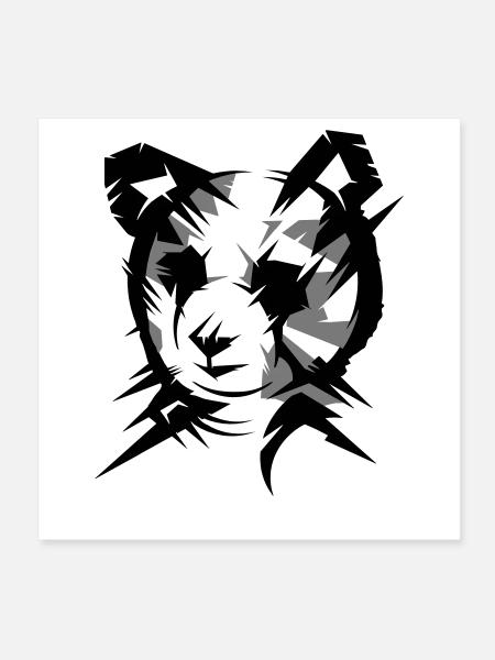 Panda bear head in cubist style - Poster 8" x 8" (20x20 cm) - white - Front