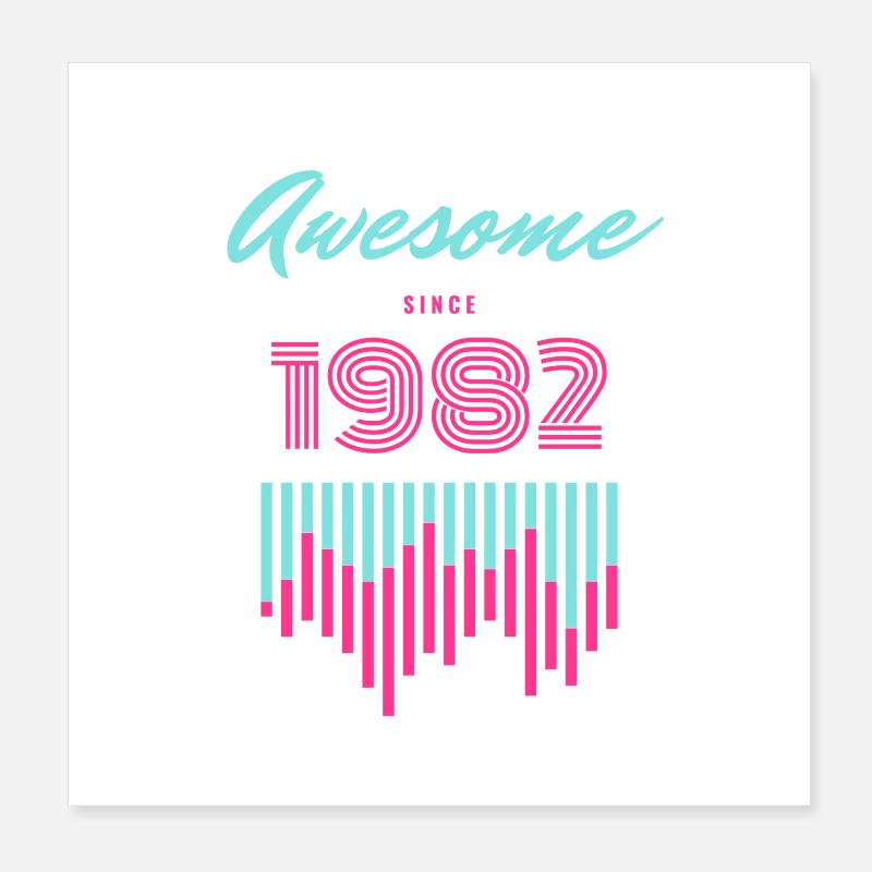 Awesome Since 1982 Neon Pulse Poster 8" x 8" (20x20 cm)