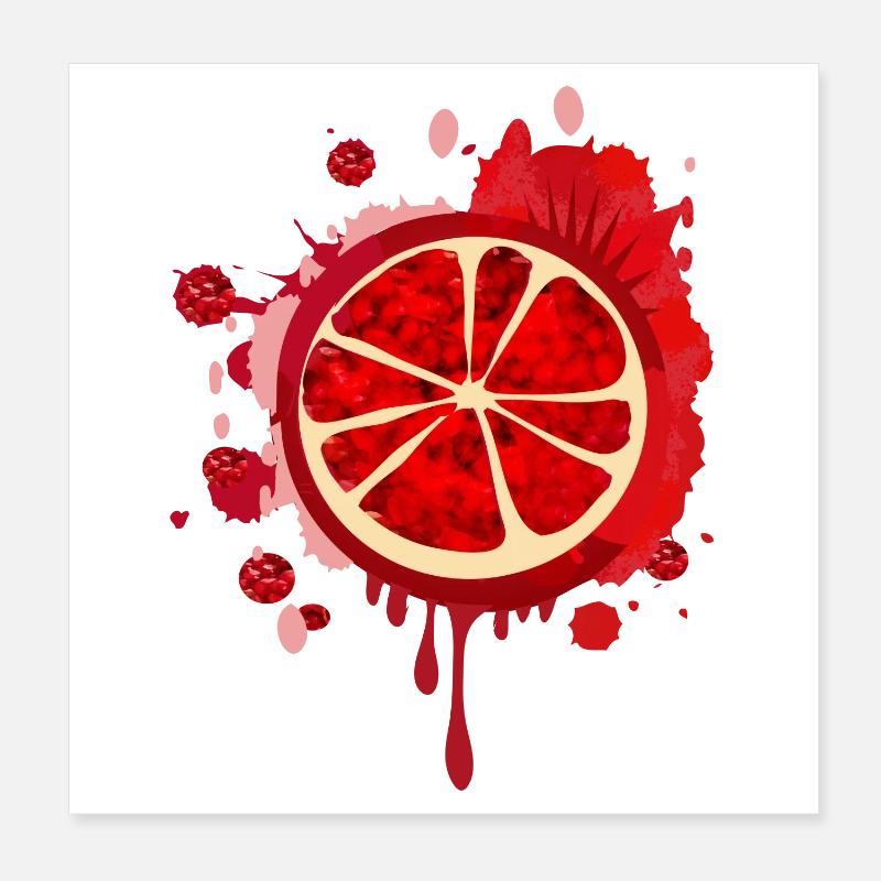 Grenade rouge sang Graffiti avec pépins Poster 20 x 20 cm
