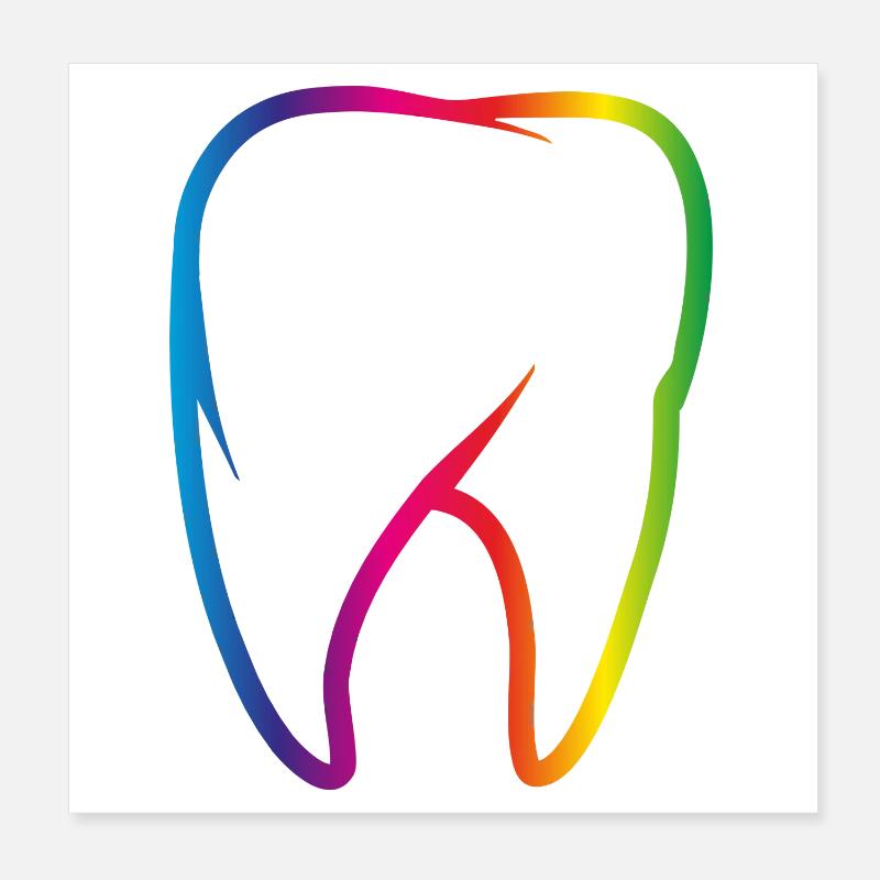 leuchtend bunter Regenbogen Zahn Poster 20x20 cm