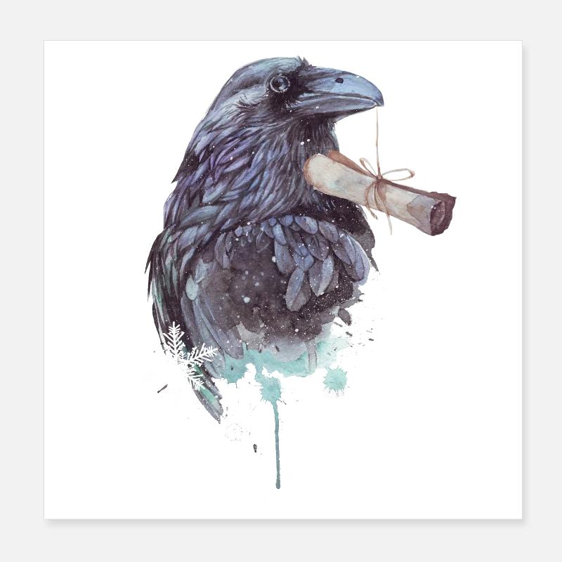 Briefrabe Hexenvogel Mystisches Design Poster 20x20 cm