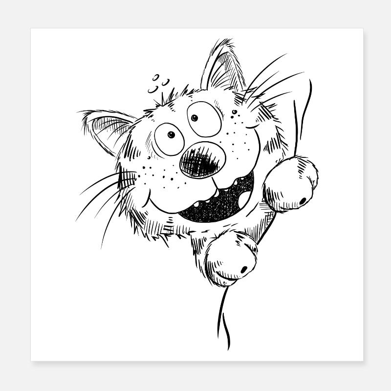 Drôle de chat rit Poster 20 x 20 cm