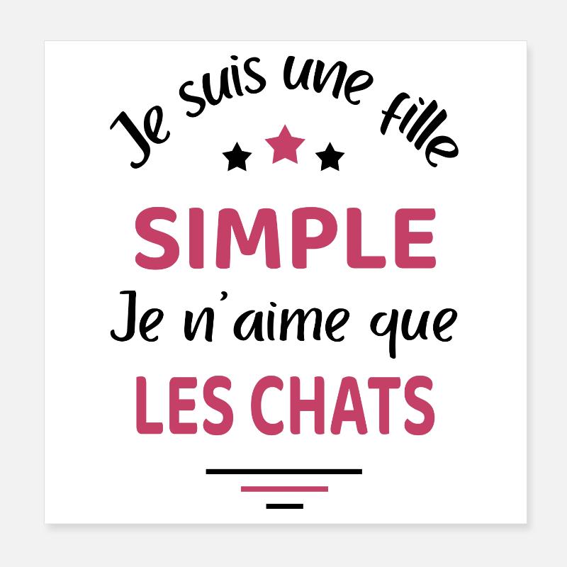 Fille simple chat humour chat Poster 20 x 20 cm