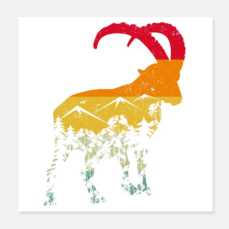 Steinbock, Wandern, Berge Poster 20x20 cm