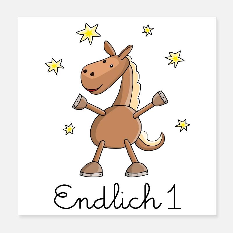 Pferd "Endlich 1." Erster Geburtstag Poster 20x20 cm