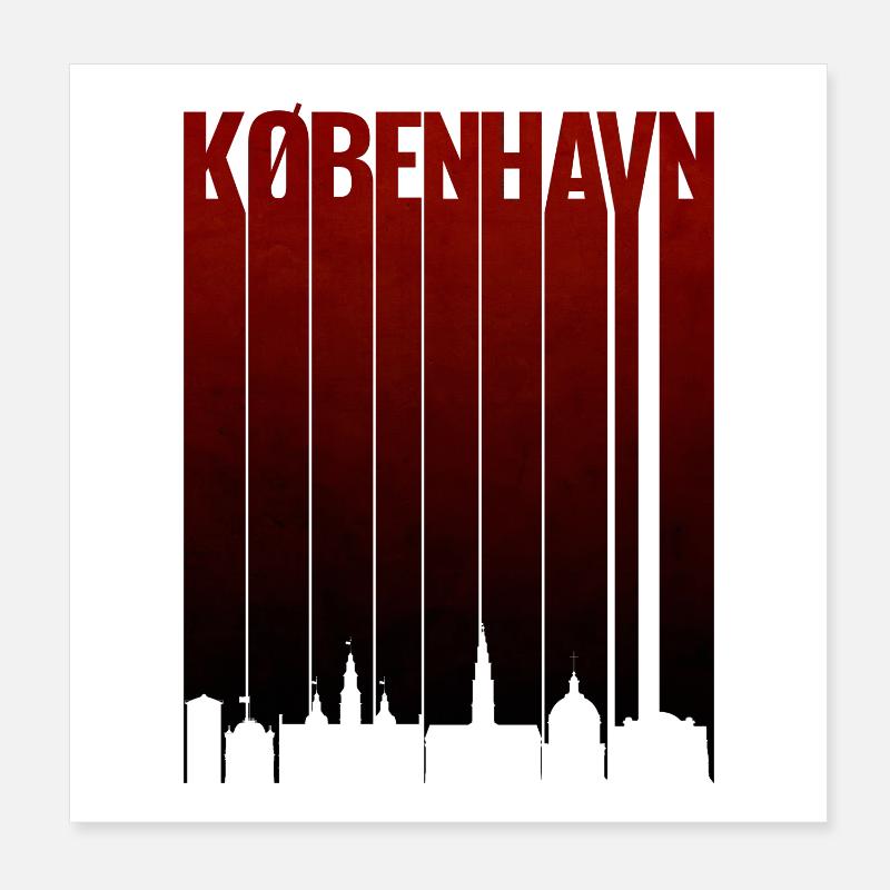 Copenhagen Red Gradient Typo Poster 8" x 8" (20x20 cm)