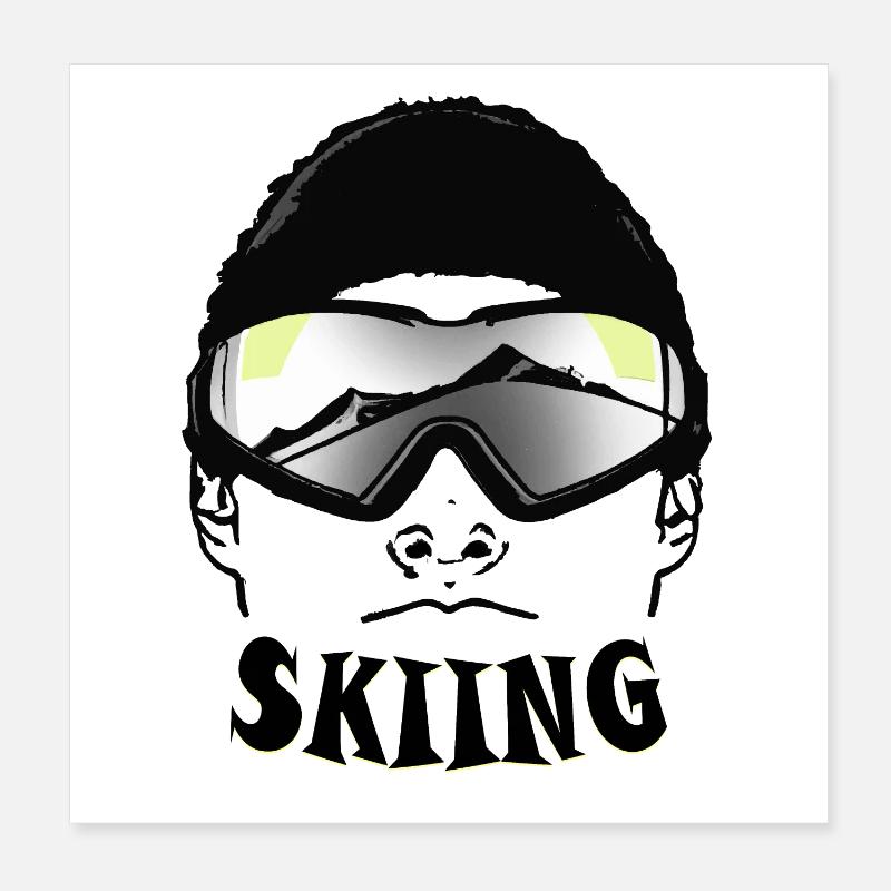 Old Mountain and Authentic Ski Goggles Poster 8" x 8" (20x20 cm)