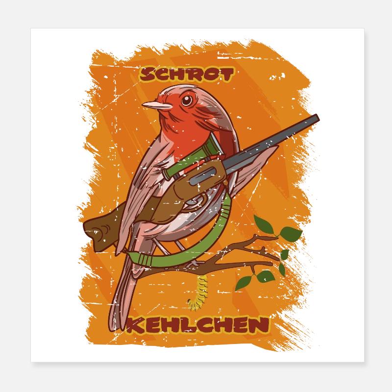 Funny robin bird Poster 8" x 8" (20x20 cm)