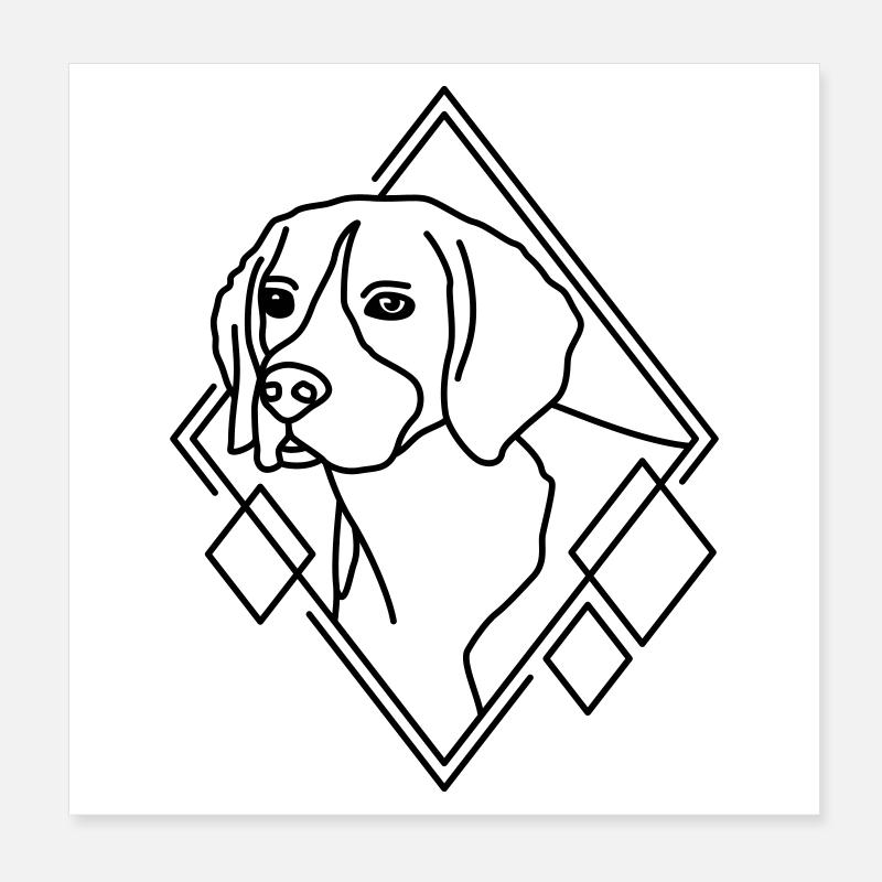 Beagle en forme géométrique - Conception d’art au trait Poster 20 x 20 cm