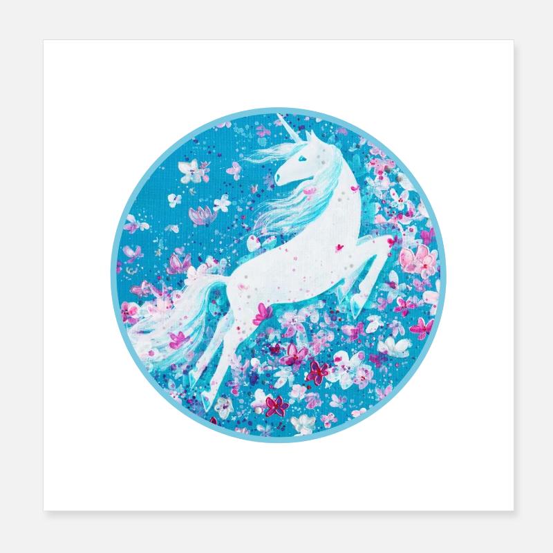 Licorne dans la danse des fleurs - Sonja Ariel von Staden Poster 20 x 20 cm