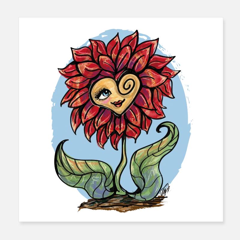 fleur d’amour avec handicap Poster 20 x 20 cm