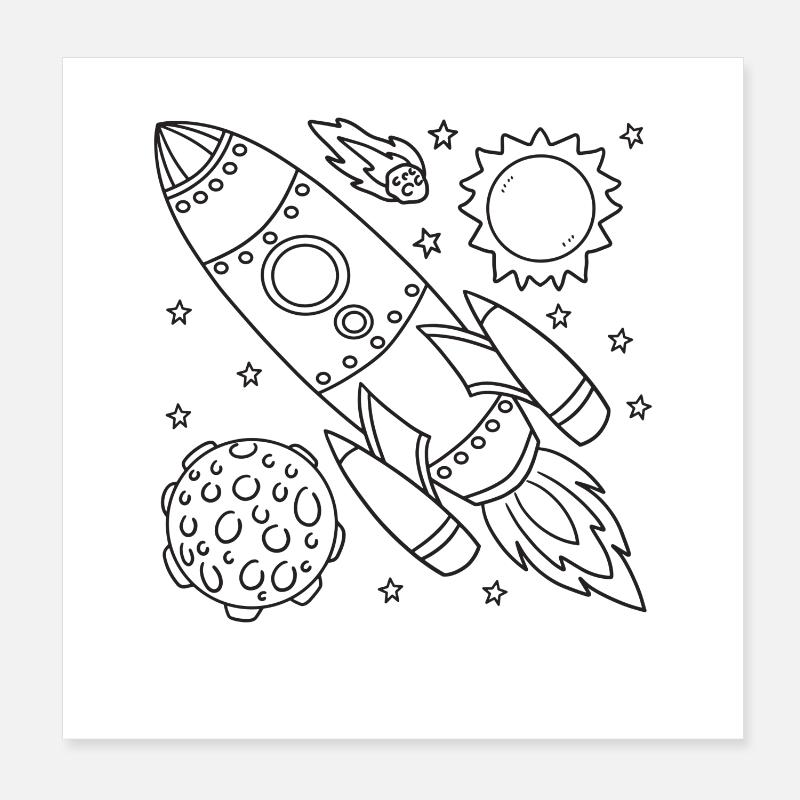 Rakete Weltraum Spaceship Poster 20x20 cm