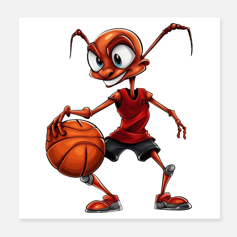 Fourmi de basket-ball Poster 20 x 20 cm