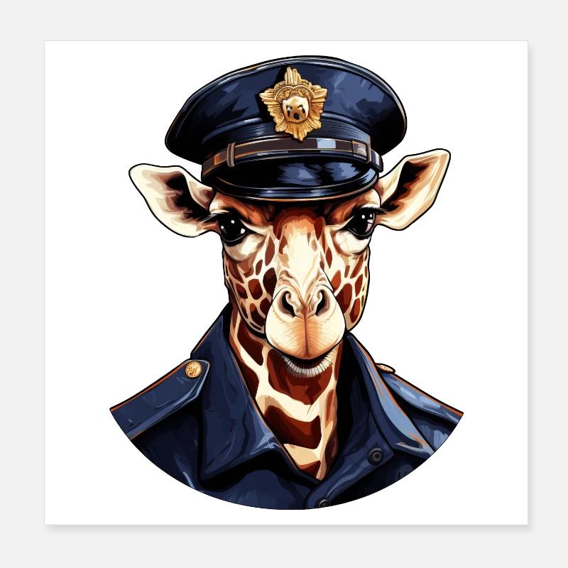 Girafe Policier Poster 20 x 20 cm