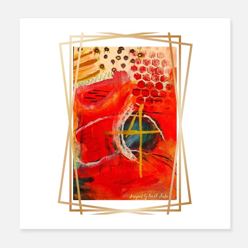 Abstraction de formes géométriques vibrantes Poster 20 x 20 cm