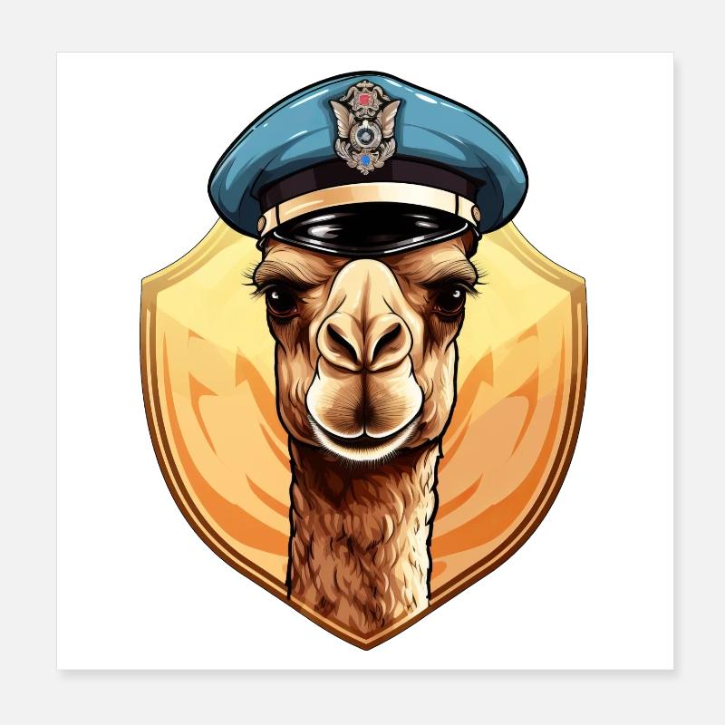 Police Camel Poster 8" x 8" (20x20 cm)