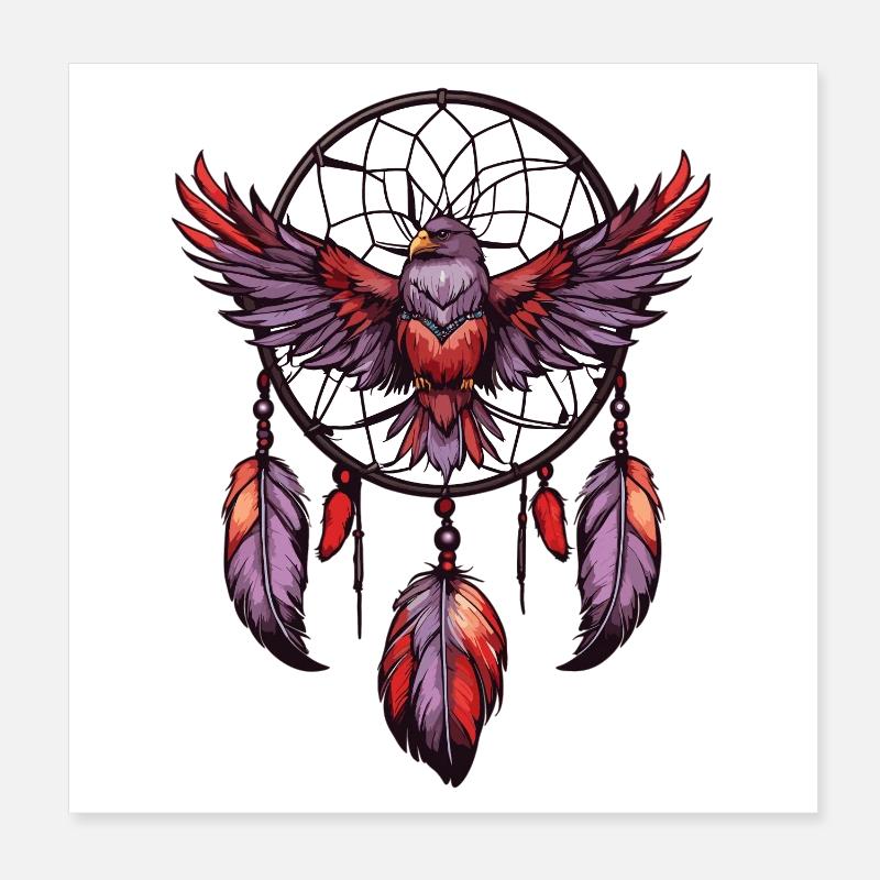 Traumfänger mit Vogel Poster 20x20 cm