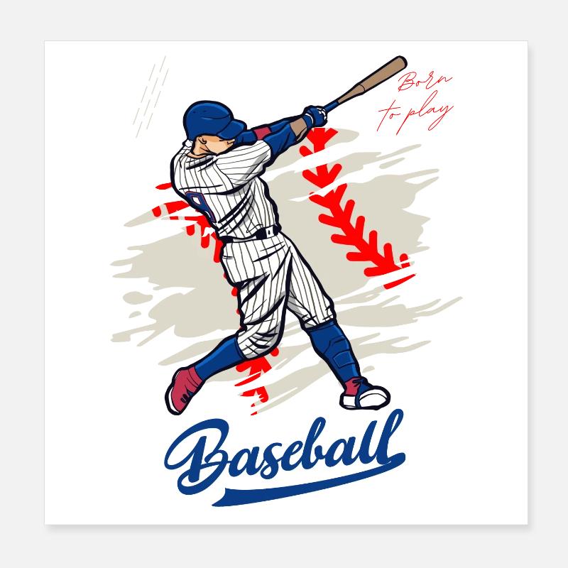 Dynamic Baseball Swing Illustration Poster 8" x 8" (20x20 cm)