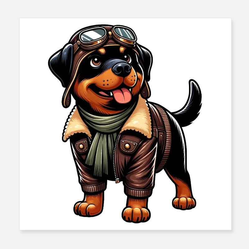 Rottweiler Pilot Design Poster 20x20 cm