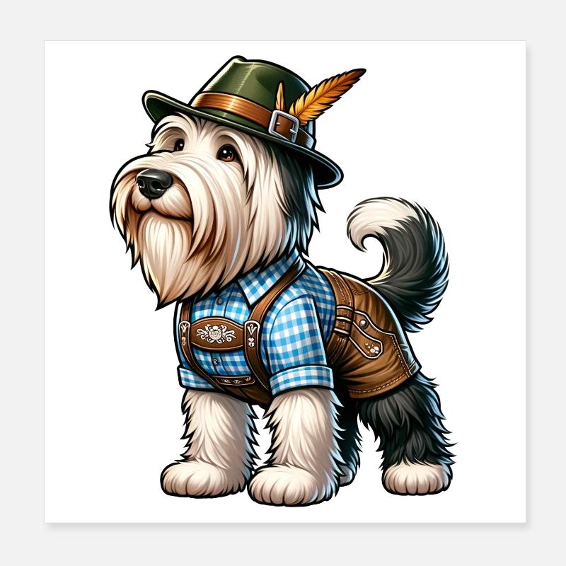Bearded Collie Hund Bayern Poster 20x20 cm