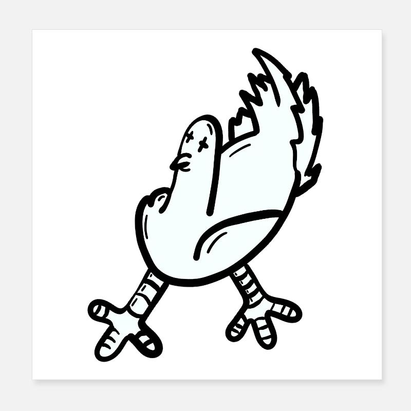 Imprimé poulet dessin animé expressif Poster 20 x 20 cm