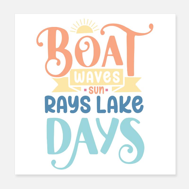 Boot Wellen Sonnenstrahlen See Tage Poster 20x20 cm
