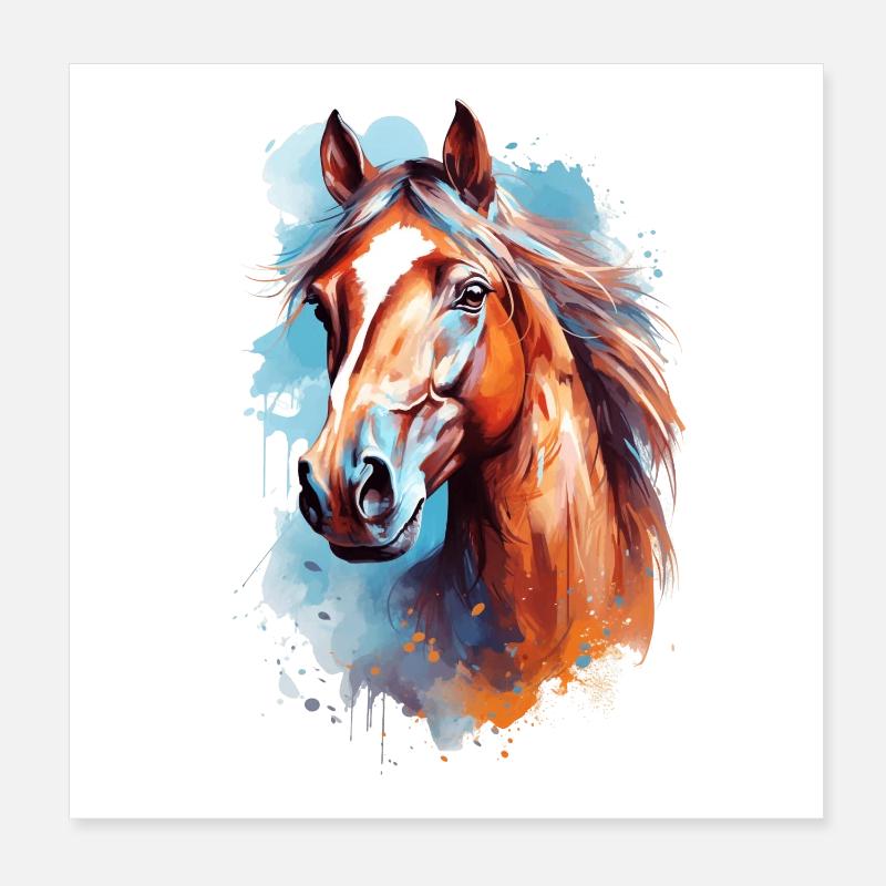 Conception du cheval Aqaurell Poster 20 x 20 cm