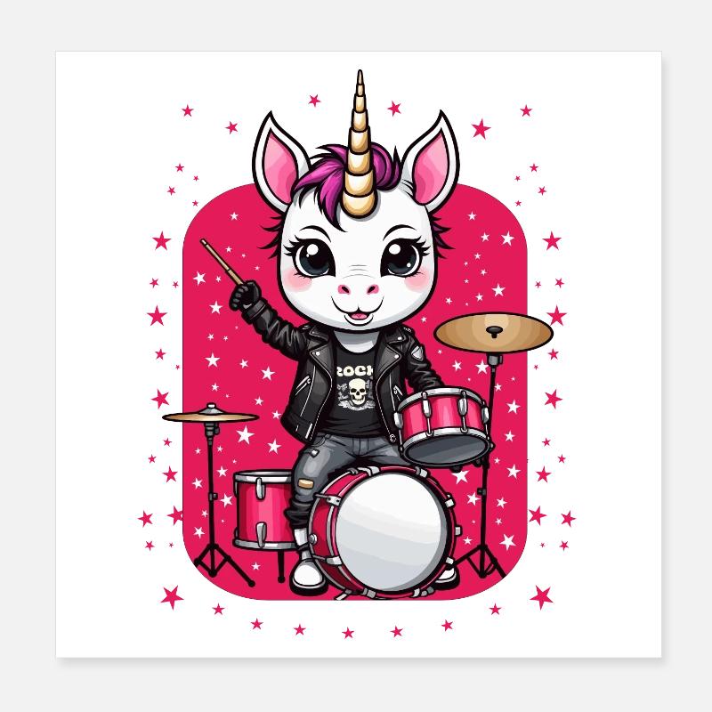 Punk Rock Einhorn Poster 20x20 cm
