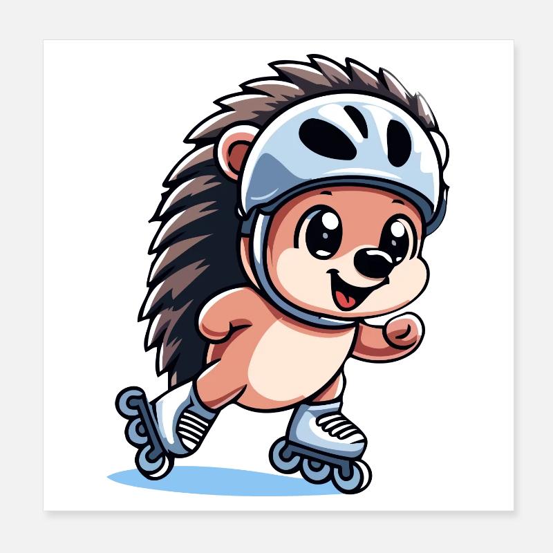 Speedy Hedgehog: Roller Skating Champion Poster 8" x 8" (20x20 cm)