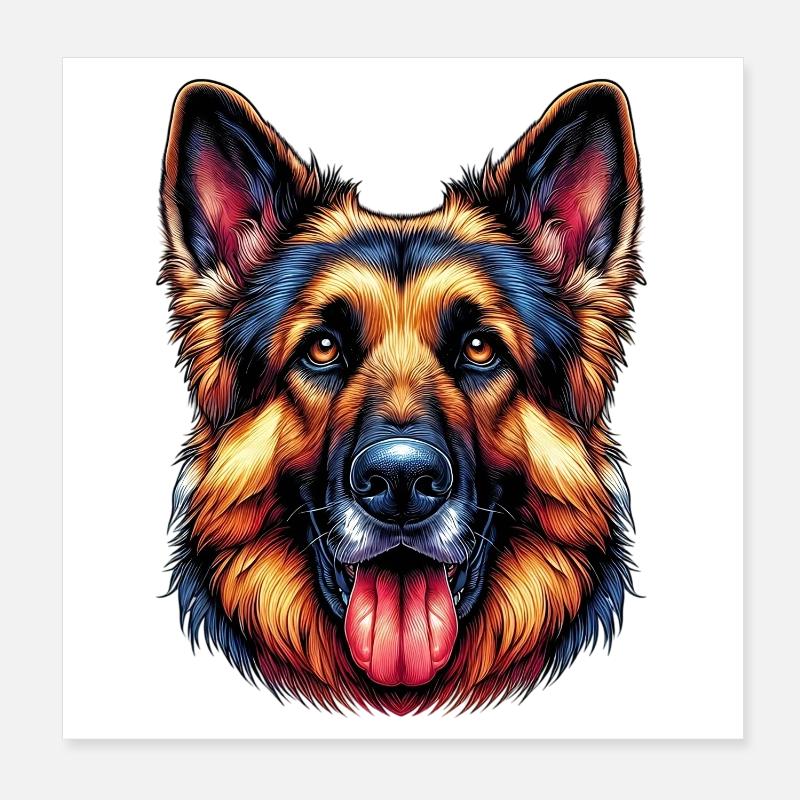 German Shepherd Dog Poster 8" x 8" (20x20 cm)