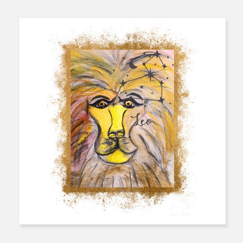 Löwe Sternzeichen Illustration Poster 20x20 cm