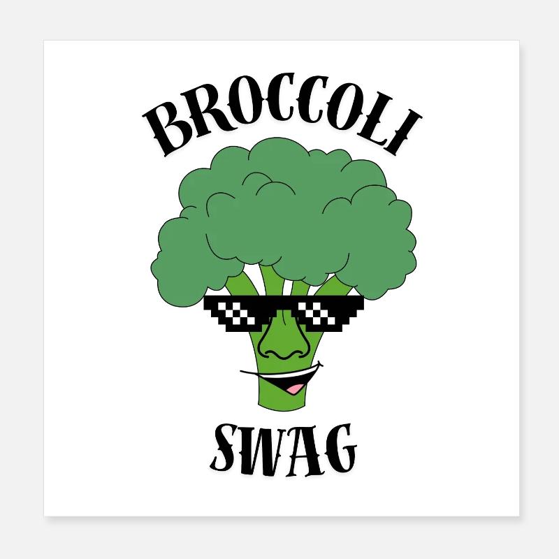 Laughing broccoli with sunglasses Poster 8" x 8" (20x20 cm)