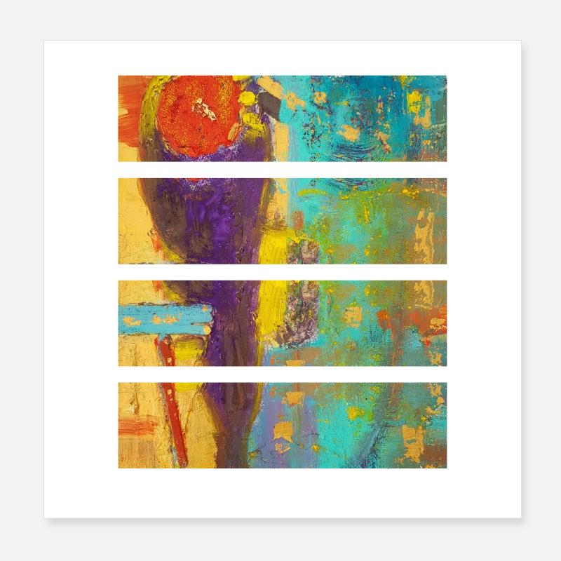 Vibrant Abstract Floral Composition Poster 8" x 8" (20x20 cm)