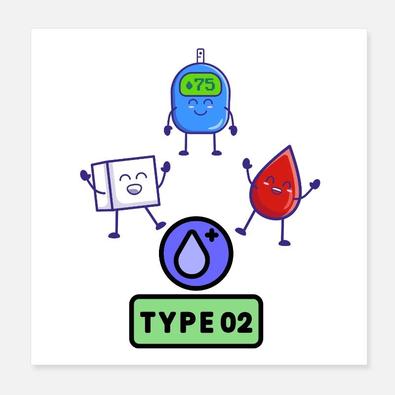 Type 2 Diabetes Awareness Poster 8" x 8" (20x20 cm)