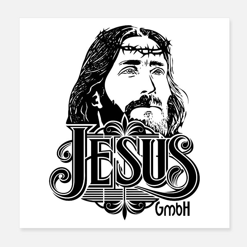 Jesus Head with Writing 2 Poster 8" x 8" (20x20 cm)