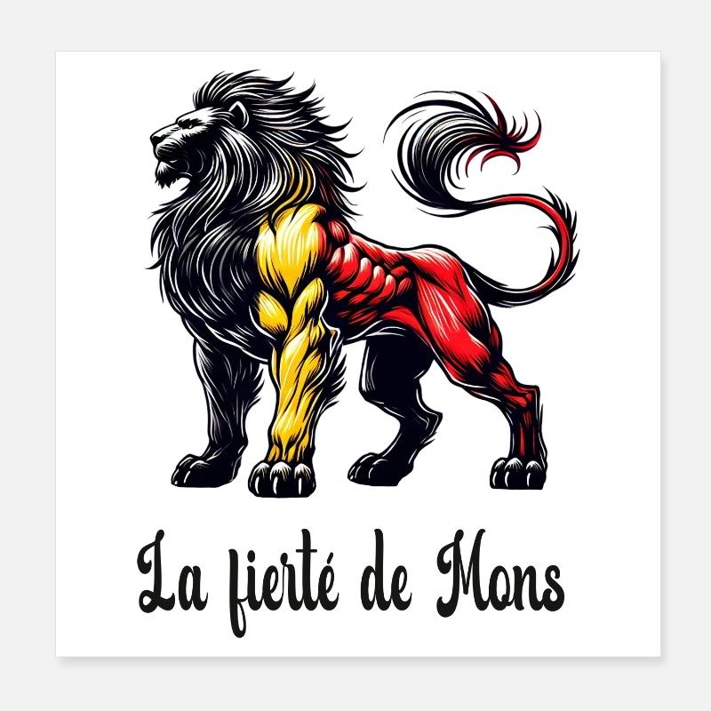 Motif du drapeau lion de Mons Poster 20 x 20 cm
