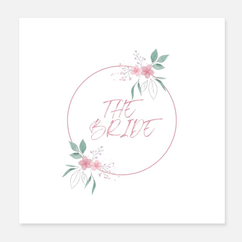 Bride Pink Circle Flowers Plain Vintage - Poster 8" x 8" (20x20 cm) - white